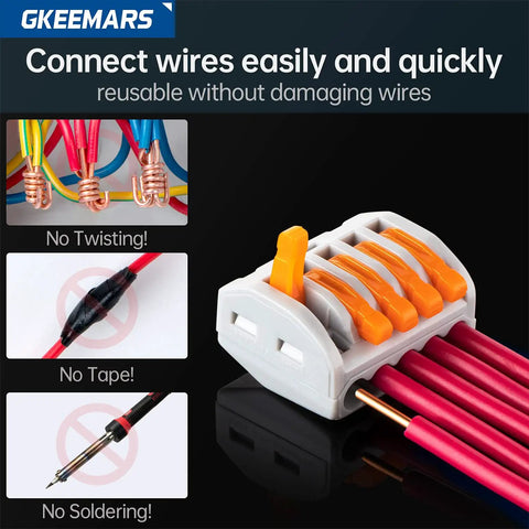 141 Piece Lever Wire Connectors Kit For Solid, Stranded And Flexible Wires 28 12 AWG Orange, no twisting or soldering