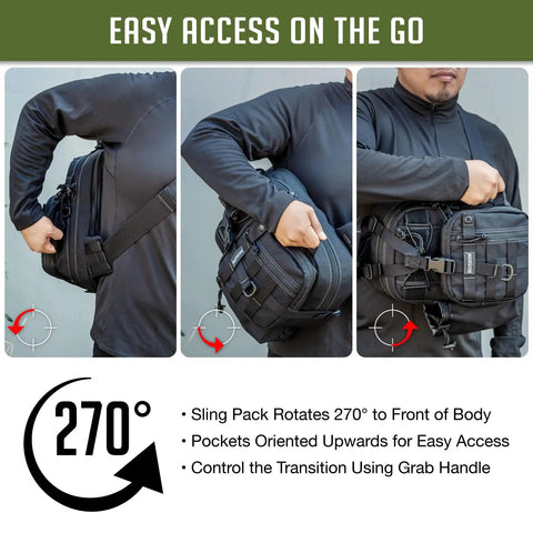 Straight Up Rugged Tactical Sling Bag Crafted For Real Life Hustles And Weekend Ventures Legit Heavy Duty Nylon Build with 270° Rotating Feature