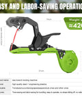 Plant Tying Machine Tapener Tool 420g with 10000 Staples and 20 Rolls Green Tape, durable metal construction, side view