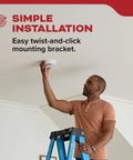 No Sweat Battery Operated Smoke Detector With Ultra Fast Sensing Plus A Beast Mode Eighty Five Decibel Alarm and Sharp Red LED Flasher for Chill Home Fire Safety Security installation on ceiling.