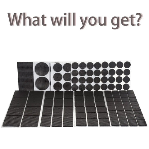 Non Slip Furniture Pads Set 129 Pieces Round Square Rectangle Self Adhesive Rubber Foot Pads For Chair Legs Anti Scratch