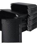 100 Pack 5 By 6 Inch Black Poly Bubble Mailers Self Seal Padded Envelopes stacked in rows