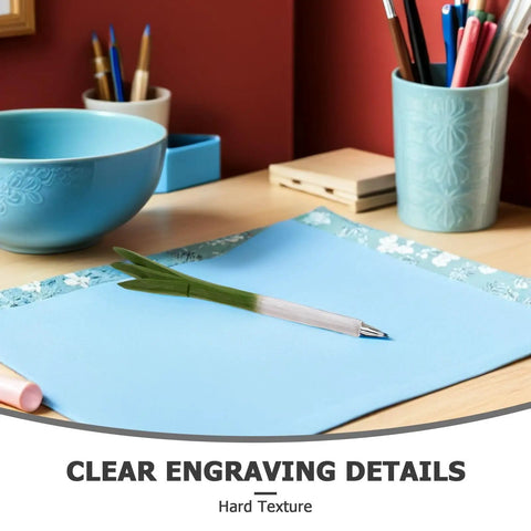 Scallion Shape Wooden Gel Ink Two Piece Pen Set With Comfortable Grip And Easy Care Plastic Body on blue paper