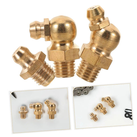 9 Piece Grease Fitting Assortment Kit With Copper Oil Nozzle Caps For Cars And Trailers Easy To Install Straight And Angled Nipples