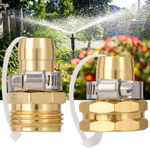Durable Gold Aluminum Hose Connector Repair Kit Set Mender Fix For 3/4 Inch Garden Hoses Male Female Adapter clamps