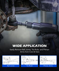 Orion Motor Tech pickle fork tool set, 5pc, steel, installed on car suspension for ball joints and tie rods