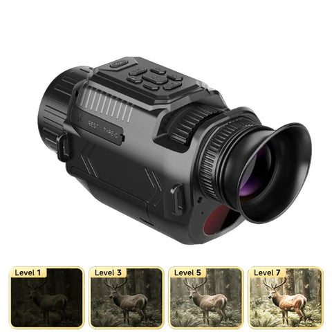 Thermal Imaging Monocular Night Vision Telescope With 64MP 28X Zoom, 4K Video, macro lenses, black and compact design