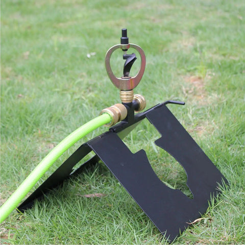 Real Deal Rooftop Sprinkler Offering 360 Degree Rotating Spray Pattern For Lawn And Garden Irrigation with green hose connection.