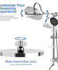 9 Inch Rainfall Shower Head And Handheld Showerhead Combo With Slide Bar In Brushed Nickel, 3 Function Showerhead, Integrated Diverter