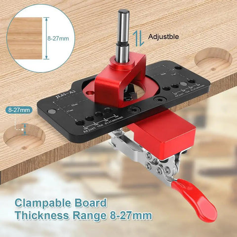 Tough As Nails 35mm Concealed Door Hinge Jig Drill Guide Template With Bulletproof Locking Clip for adjustable clamping board.