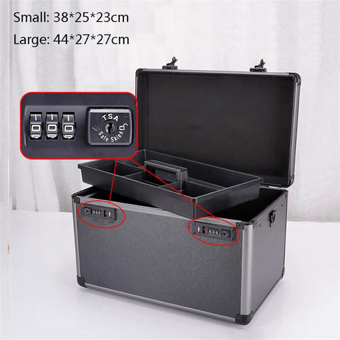 Rugged Gear Box Toolbox With Removable Tray Aluminum Alloy Dual Password Lock Portable Durable Organizer For Tools Home Garage Pro Projects Heavy Duty Storage Solution