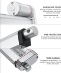 Beefy 12V Heavy Duty Linear Actuator 330 LBS 1500N 12 Inch Stroke Silent IP65 With Brackets showcasing noise reduction and casing