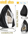 Patio Egg Chair Cover With Zipper No Fuss All Season 420D Oxford PU Coated Outdoor Swing Protector for black egg chair