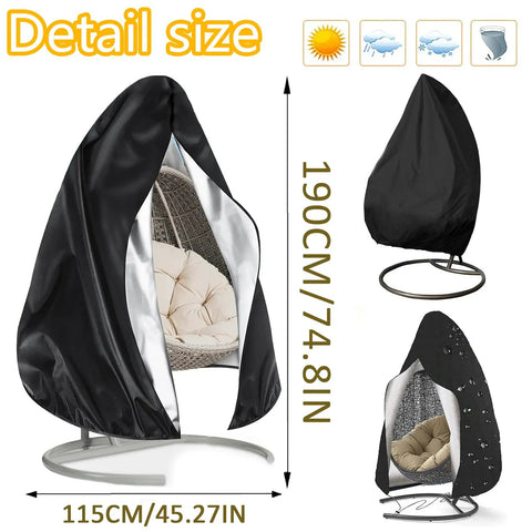Patio Egg Chair Cover With Zipper No Fuss All Season 420D Oxford PU Coated Outdoor Swing Protector for black egg chair