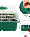 Six Tray Seed Starter Kit With Adjustable Humidity Dome, 12 Cell Seedling Trays showing dome adjustment and seedlings growing