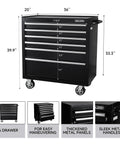 Rolling Tool Cabinet With Detachable Top Toolbox Two In One Modular Tool Storage Cart Lockable Wheels And Ball Bearing Sliders Beefy Heavy Duty Metal Chest In Black Powder Coat For Garage Workshop And Warehouse, 6-drawer cabinet on wheels
