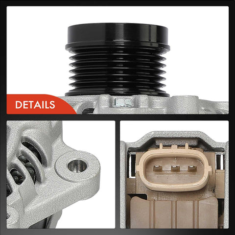 Close-up details of Drop In Alternator Replacement For Subaru Impreza 2015 2016 Crosstrek 2016 2017 XV Crosstrek 2015 And WRX 2015 2021 2.0L 12V 130A Six Groove Clutch Pulley Clockwise.