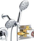 High Pressure Shower System With Handheld And Rain Showerhead, 35 Function Dual 2 In 1 Faucet, Chrome Finish with valve
