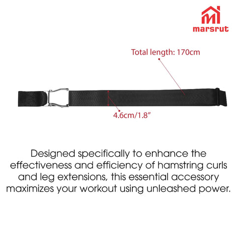 Universal Belt Squat Collar For Nordic Hamstring Curl On Bench, 5.6 Ft Buckle Strap For Seat Workouts And Leg Extension Machines.