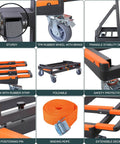 Image showing Super Heavy Duty Folding Panel Dolly And Glass Drywall Transport Cart with rubber wheels, foldable design, and safety features.