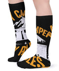 My Camper My Rules RV Camping Novelty Mid Calf Socks Pack Of 5 For Fatigue Relief And Leg Circulation featuring camper design