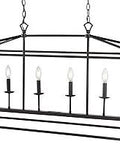 Oil Rubbed Bronze Lantern Pendant Light 49 Inch Pagoda Style Metal Cage Farmhouse Ceiling Fixture with six candle bulbs