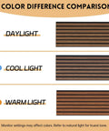 Color difference comparison of 4 Pack Sleek Wood Slat Wall Panels For Modern Living Space Upgrade featuring 3D Fluted Acoustic Soundproofing in walnut.