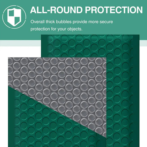 Cross-section of Ultramarine Green Bubble Mailers Set 6x10 Inch 25 Pack showing durable poly material and bubble padding