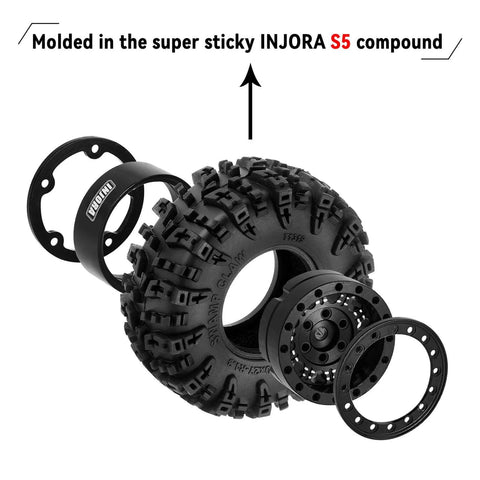1.3 Inch Wheel Tires Set With S5 Swamp Claw Mud Terrain Tread And Aluminum Wheels For 1/18 And 1/24 RC Crawlers