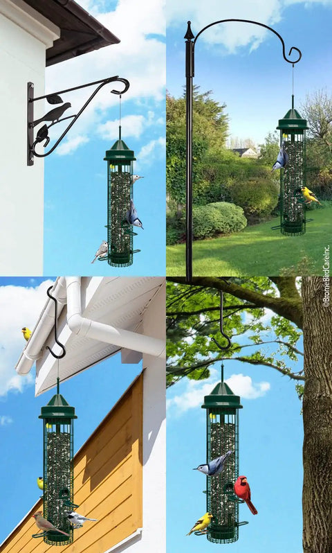 Classic Squirrel-Proof Bird Feeder With Four Feeding Ports And 2.4-Pound Seed Capacity, Weight-Activated Shield Installed Outdoors