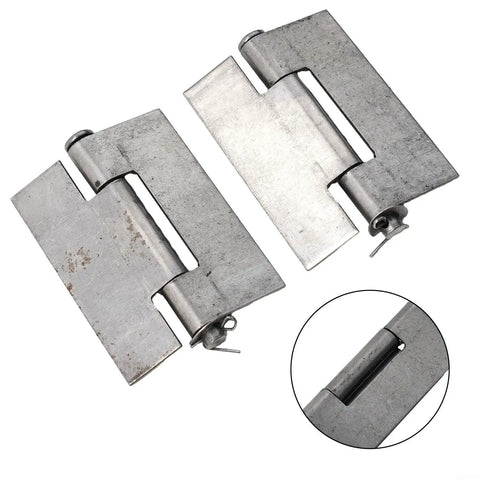 Beefy Heavy Duty Weld On Gate Hinge Set, Double Flat Steel Door Hinges for Iron Doors, 83x66mm Silver, close-up of hinge details