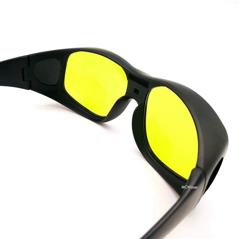Heavy Duty Laser Safety Glasses Delivering Full Coverage Broad Spectrum Eye Protection For Uv To Far Infrared Range CE En207 with yellow lenses