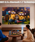 4K Supported Mini Projector With WiFi And Bluetooth For Home Theater And On The Go projecting movie in living room