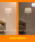 Single Pack Clear Filament LED Smart Bulb 60W Equivalent A19 Tunable White With Motion Sensing E26 Indoor Lighting Works With Voice Or App SpaceSense Ready Matter Compatible in floor lamp, dimmed and bright