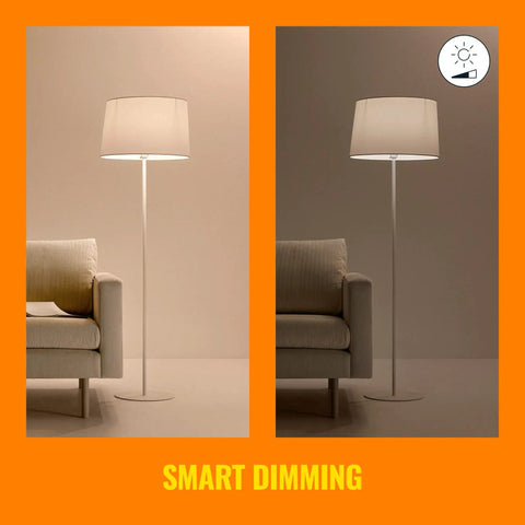 Single Pack Clear Filament LED Smart Bulb 60W Equivalent A19 Tunable White With Motion Sensing E26 Indoor Lighting Works With Voice Or App SpaceSense Ready Matter Compatible in floor lamp, dimmed and bright