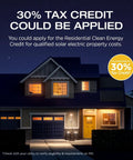 House at night highlighting availability of 30% tax credit for solar electric costs, related to On The Go Portable Solar Generator.