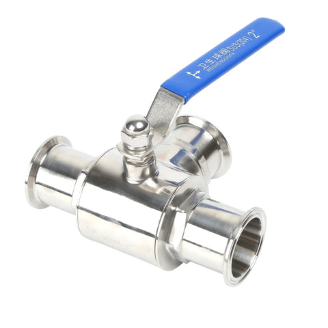 Workhorse Two Inch Tri Clamp Sanitary Ball Valve 304 Stainless Steel 3 Way T Port PTFE Lined For Food And Beverage Dairy Beer Brewing