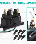 Beefed Up 12V 250A winch solenoid relay contactor replacement for ATV UTV boat with 6 protective caps, easy install view