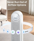 Bladeless 36-Inch Tower Fan For Bedroom, Ultra Quiet 28 dB, 4 Modes Display, near sofa, digital screen, modern design
