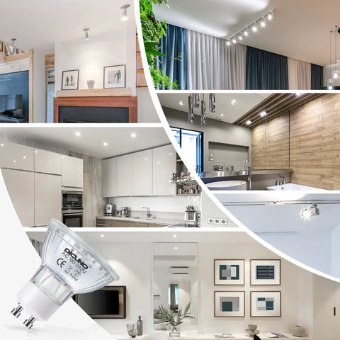 Energy Saving GU10 LED Light Bulbs 6W 60W Halogen Replacement 5000K Daylight White examples in modern home settings