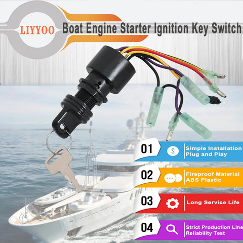 Boat Ignition Switch With Key For Mercury Mariner Outboard Motor Control Box With Two Keys Three Position Six Wire
