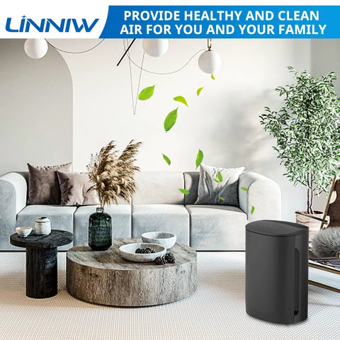 Cozy living room with air purifier, showcasing Must Have 4 Pack F2 A2 Replacement Filter For 3M Filtrete Room Air Purifier Models.