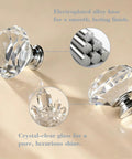Crystal Cabinet Knobs Set For Dresser With Two Screws, Dope Diamond Glass Pull Handles, electroplated alloy and K9 crystal
