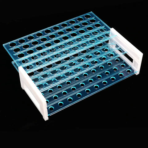 Three Layer Plastic Test Tube Rack With Fifty Holes For 13mm To 16mm Tubes Detachable Lab Go To Organizer For Experiments And Candy Liquids Storage Light Blue