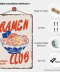Funny Vintage Metal Wall Sign Ramen Club Everyday All Day Tin Sign 8x12 Inches Aluminum Decor with multiple installation methods