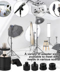 Flexible Ball And Socket Head Microphone Adapter Kit With Four Adapters, 360 Degree Rotation, shown in a studio setup