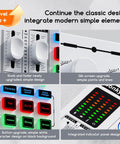 Close-up of Live Sound Card With Lit RGB Lighting Effects Noise Reduction And Pro Audio Mixer Metal Body And Indicator Panel