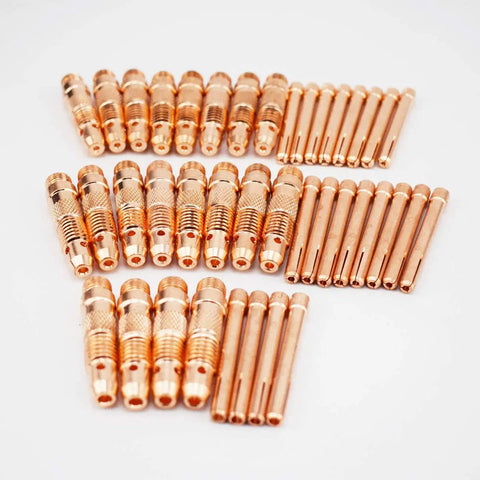 Copper components from 68 Piece TIG Torch Consumables Kit For Welding Torches With 10N Series Alumina Nozzles 10N50 10N49 10N48 10N47 10N46