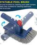 Rotating scrub brush for All In One Pool Cleaning Kit With Rubber Edge Skimmer Net And 17.5 Inch Brush Head, for inground pools.