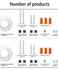 Components of the 2 Pack Universal Light Fixture Mounting Brackets Rock Solid 4 Inch Round Steel Crossbars, including screws and caps.